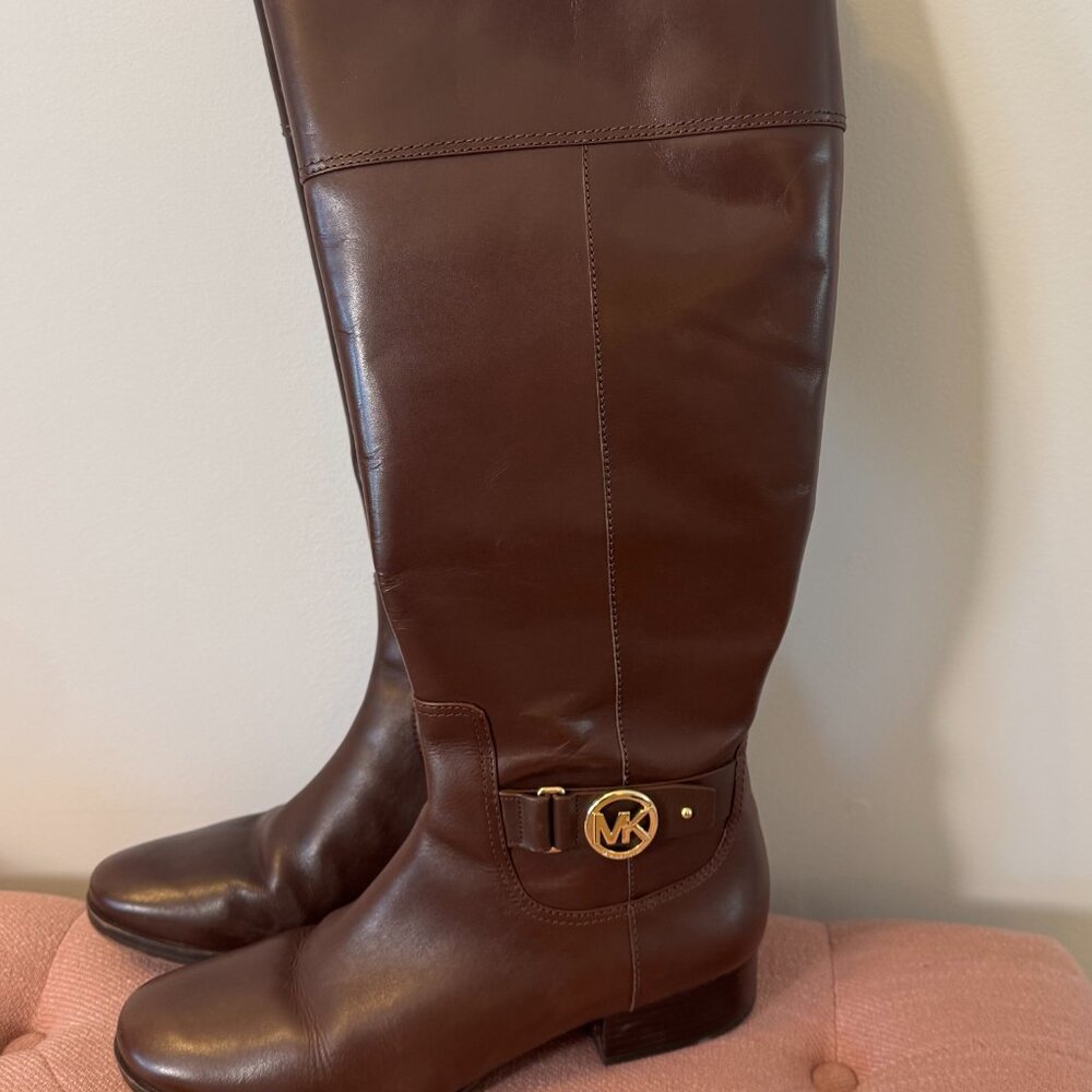 Michael Kors Harland Leather Wide Shaft Boot